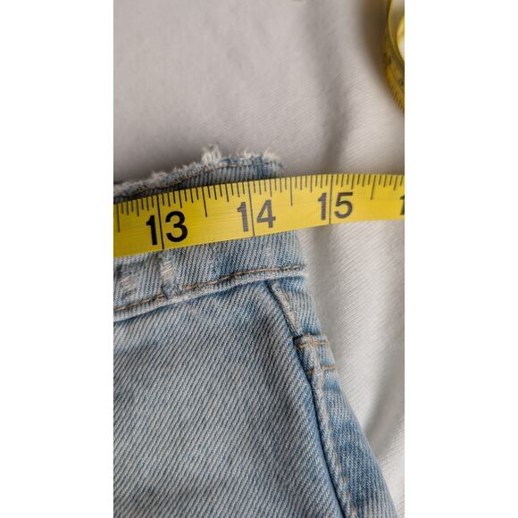 Zara High Rs Distressed Straight Leg Jeans Size 4 Light Button Fly Ripped Knees - Picture 12 of 14